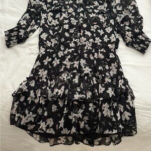 Do + Be Floral Black and White Ruffle Dress